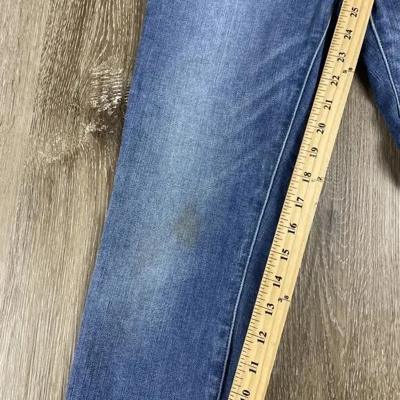 J. Crew Mercantile High Rise Straight Button Fly Jeans Women's 25 Destroyed Hem - Picture 5 of 10